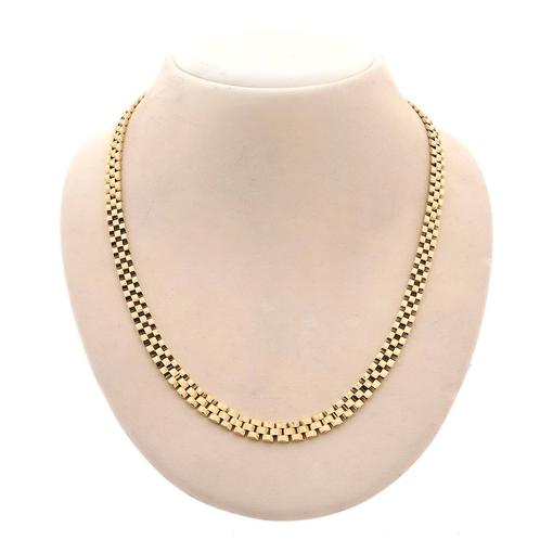 Gouden panter schakel collier | 45,5 cm (ketting, jasseron), Handtassen en Accessoires, Kettingen, Overige kleuren, Gebruikt, Goud