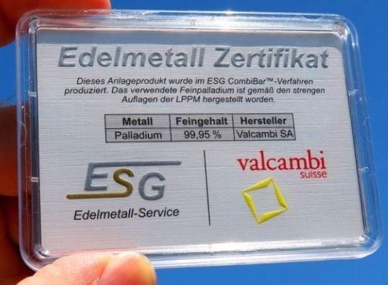 1 gram - Palladium - in een flip blister (Zonder, Postzegels en Munten, Edelmetalen en Baren