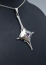 Zilver, Art Deco, Amethist(Getest) - Ketting met hanger -