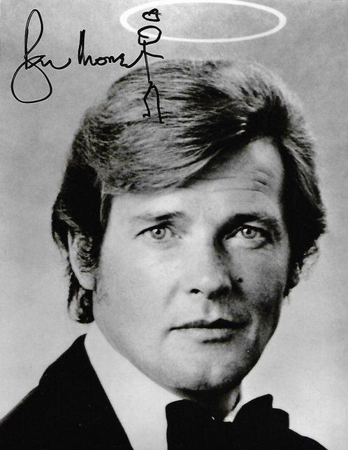 Roger Moore 8 X 10 Photo Hand signed with a drawing of The, Verzamelen, Film en Tv