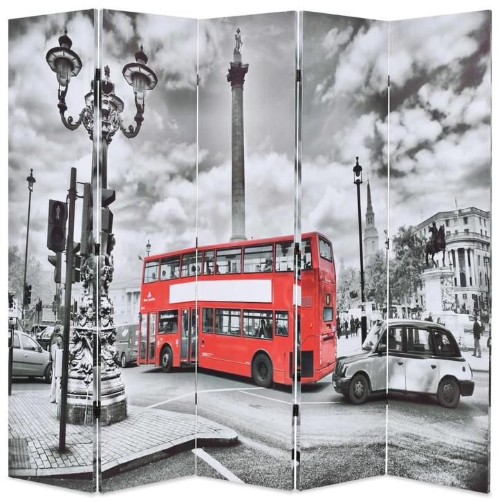 vidaXL Kamerscherm inklapbaar Londen bus 200x170 cm zwart en, Huis en Inrichting, Woonaccessoires | Overige, Nieuw, Verzenden