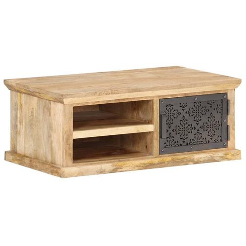 vidaXL Salontafel met deur 90x50x35 cm massief mangohout, Huis en Inrichting, Tafels | Salontafels, Nieuw, Verzenden