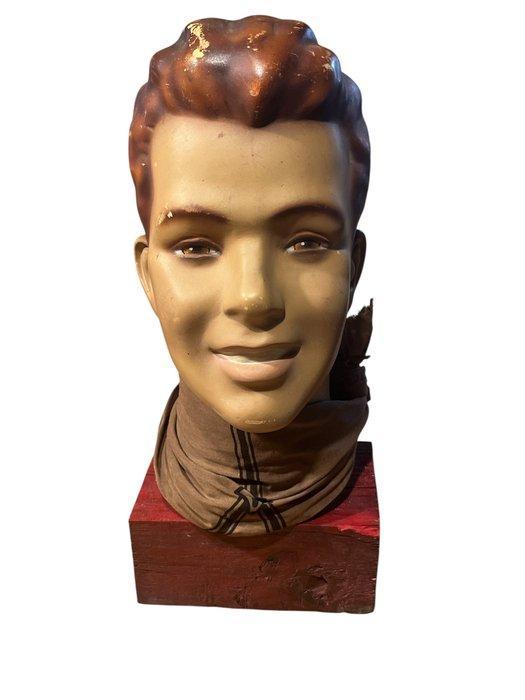 Mannequin - Testa uomo/ragazzo da cappelli o barbiere -, Antiquités & Art, Curiosités & Brocante