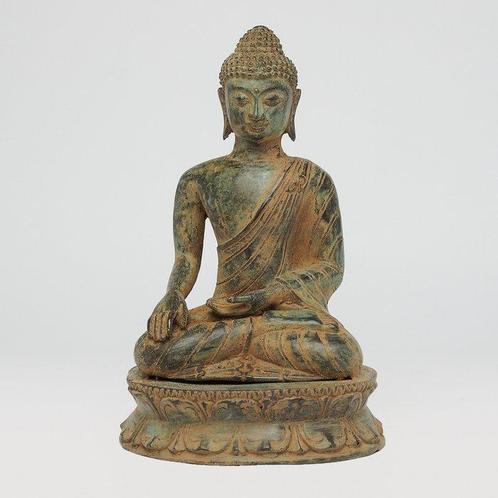 Statue, No Reserve Price - Patinated Buddha Statue,, Antiek en Kunst, Kunst | Designobjecten