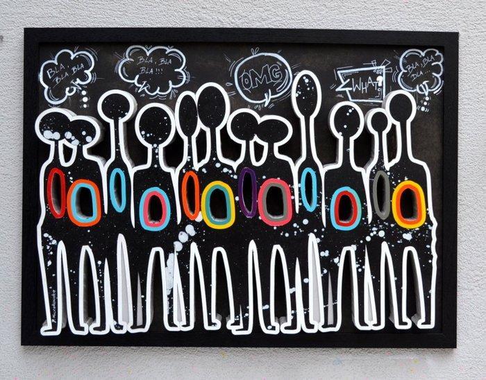 Patrycja Mroczkowska - People talking at a rock concert 3D, Antiquités & Art, Art | Objets design