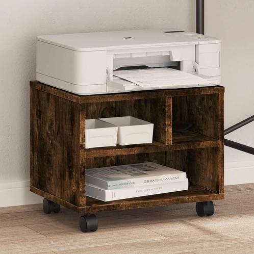 vidaXL Printerkastje met wielen 41x32x34,5 cm gerookt, Computers en Software, Printers, Nieuw, Verzenden