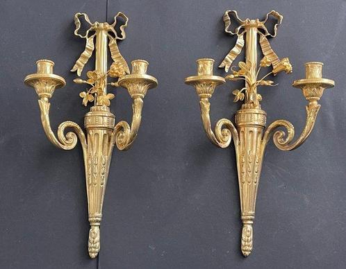 Applique avec bougie (2) - Bronze - Chandeliers de wand,, Antiek en Kunst, Antiek | Overige Antiek