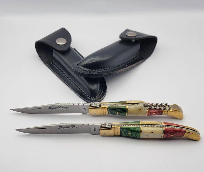 Laguiole Bougna - Tafelmessenset (2) - Vlaggen Italië -, Antiek en Kunst, Antiek | Keukengerei