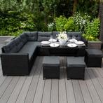 Rotan Hoekset Loungeset Dining - 9 Personen - Zwart, Tuin en Terras, Verzenden, Nieuw