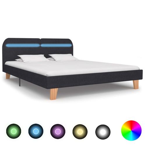 vidaXL Bedframe met LED stof donkergrijs 180x200 cm, Huis en Inrichting, Slaapkamer | Bedden, Nieuw, Verzenden