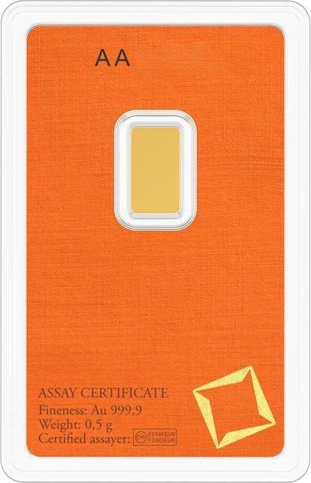 0,5 Gramm - Goud .999 - Valcambi - Verzegeld en met, Postzegels en Munten, Edelmetalen en Baren
