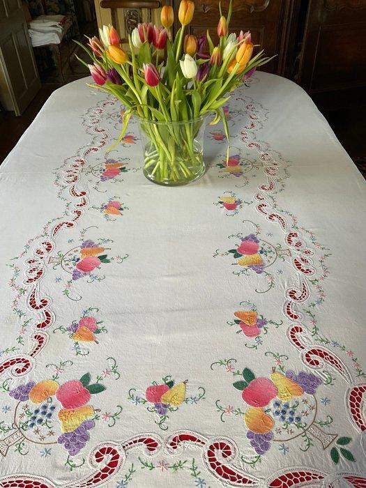 Vroege 20e eeuw katoenen appliqué tafellinnen. - Textiel -, Antiek en Kunst, Antiek | Tapijten, Tafelkleden en Textiel