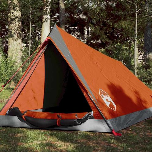 vidaXL Tent 2-persoons waterdicht grijs en oranje, Caravans en Kamperen, Tenten, Nieuw, Verzenden