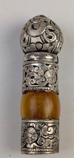 Tibetaans wit metaal Tibet rijk versierd Zegelstempel - 9.5