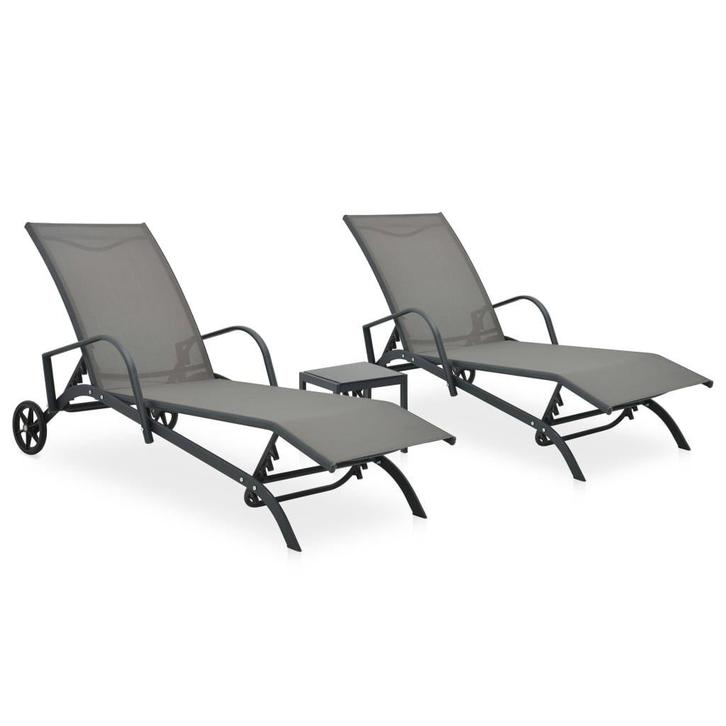 Ligstoelen + Tafel Set | 60% Korting | OP = OP, Tuin en Terras, Ligbedden, Nieuw, Textileen, Verzenden