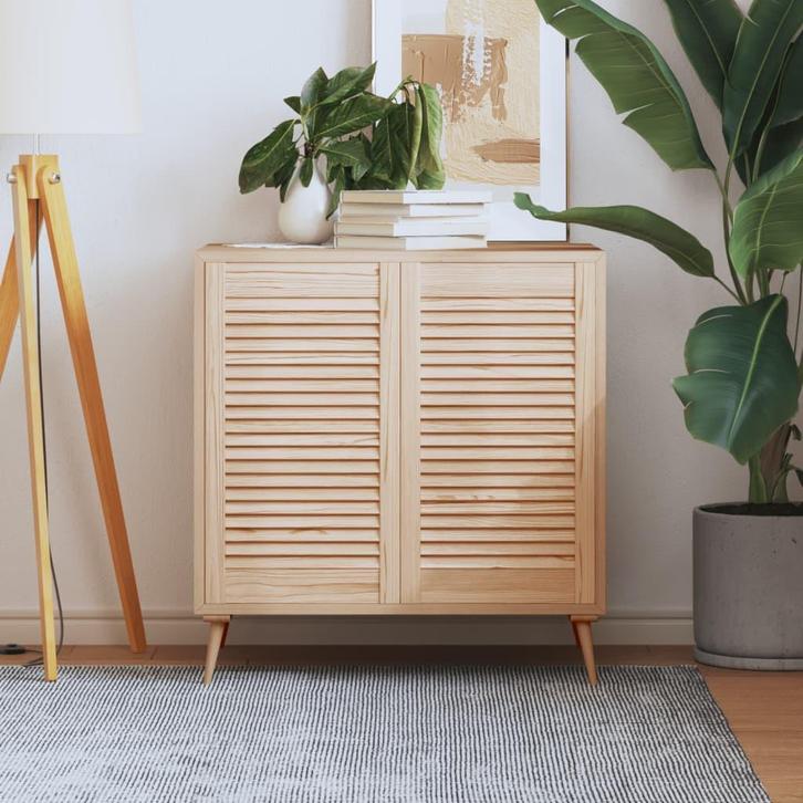 vidaXL Kastdeuren met lamellen 2 st 69x39,4 cm massief, Bricolage & Construction, Serrurerie de bâtiment & Dispositif de fermeture