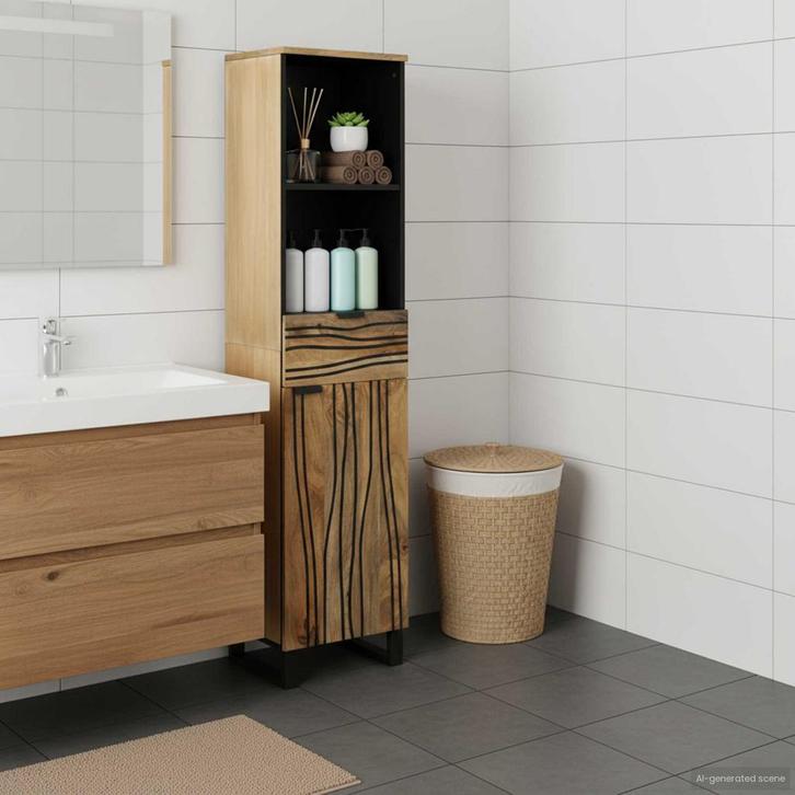 vidaXL Wastafel kabinet voor de badkamer Bruin 38 x 33 x 160, Maison & Meubles, Tables | Coiffeuses, Envoi