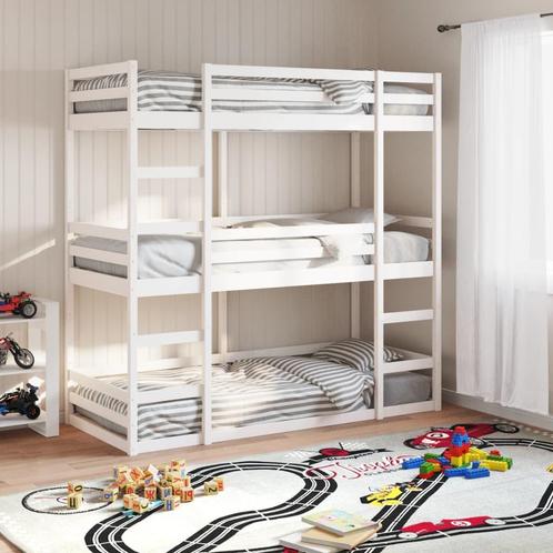 vidaXL Stapelbed 3-persoons massief grenenhout wit 75x190 cm, Huis en Inrichting, Slaapkamer | Bedden, Nieuw, Verzenden