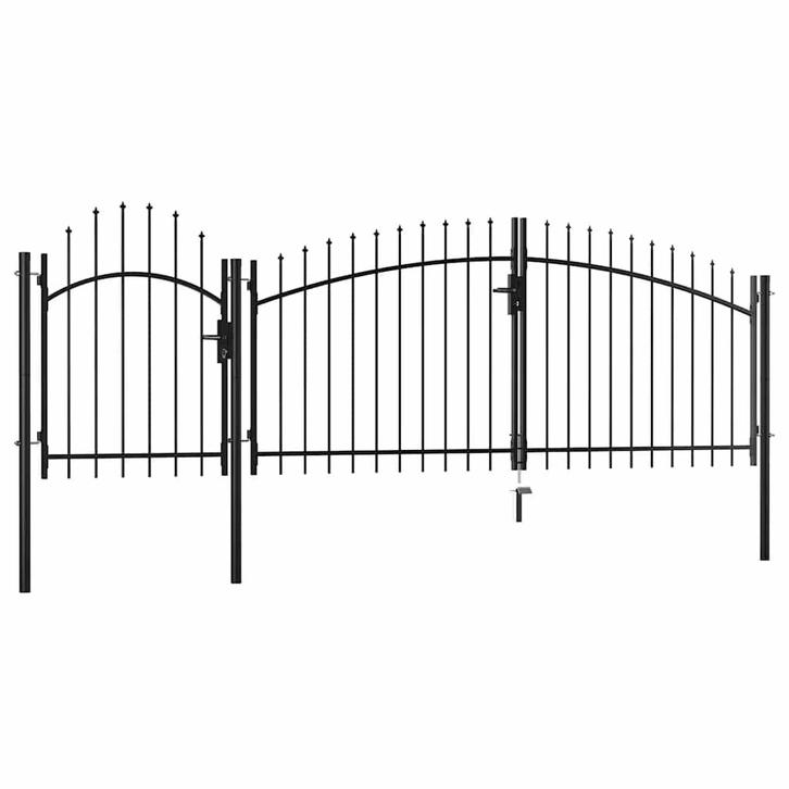 vidaXL Poort 1,5x4 m staal zwart, Tuin en Terras, Tuinpoorten, Nieuw, Verzenden