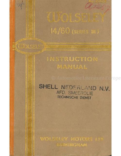 1948 WOLSELEY 14 60 INSTRUCTIEBOEKJE ENGELS, Autos : Divers, Modes d'emploi & Notices d'utilisation, Enlèvement ou Envoi