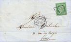 Frankrijk 1850 - Zeer zeldzaam 15 centimes groen op brief