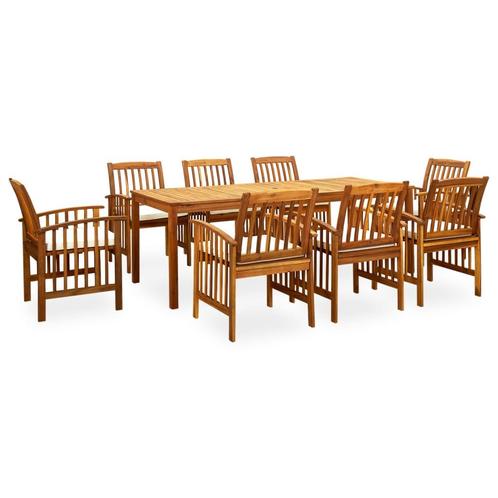 vidaXL 9-delige Tuinset met kussens massief acaciahout, Tuin en Terras, Tuinsets en Loungesets, Tuinset, Nieuw, Verzenden