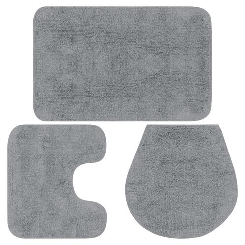 vidaXL Badmattenset stof grijs 3-delig, Maison & Meubles, Salle de bain | Linge de bain & Accessoires, Envoi
