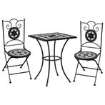 vidaXL 3-delige Bistroset mozaïek keramische tegel zwart en, Tuin en Terras, Tuinsets en Loungesets, Verzenden, Nieuw
