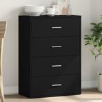 vidaXL Dressoir 60x31x84 cm bewerkt hout zwart, Huis en Inrichting, Verzenden, Nieuw