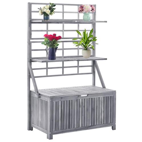 vidaXL Opbergbox met latwerk 99x55x160 cm massief acaciahout, Tuin en Terras, Bergingen en Tuinkasten, Nieuw, Verzenden