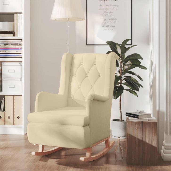 vidaXL Fauteuil met massief rubberwood schommelpoten stof, Huis en Inrichting, Fauteuils, Nieuw, Verzenden