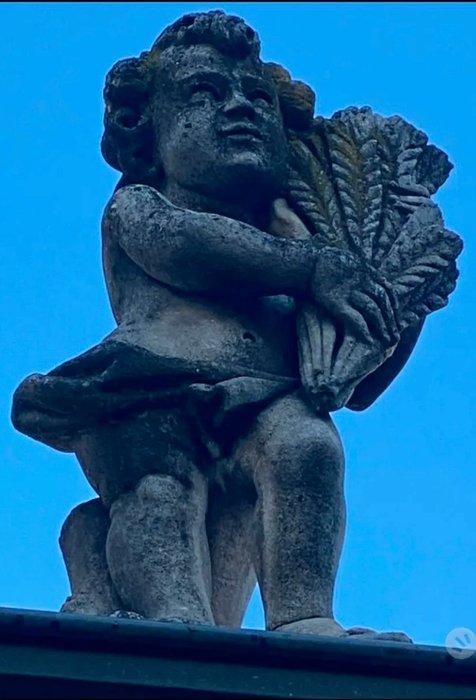 Sculptuuur voor buiten, coppia putti in pietra /marmo di, Antiek en Kunst, Curiosa en Brocante