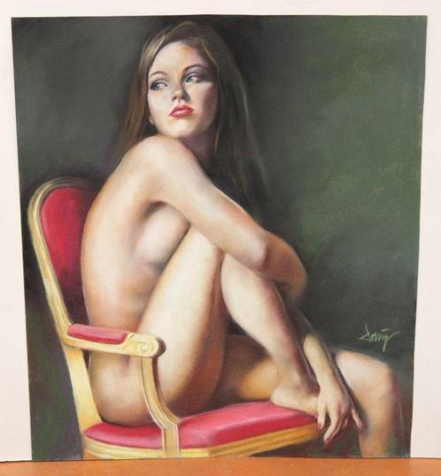 Domingo Alvarez Gomez (1942) - Desnudo femenino, Antiek en Kunst, Kunst | Schilderijen | Klassiek
