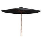 Grote Zwarte Parasol - Houten Paal - Retour Deal - Goedkoop!, Verzenden, Nieuw, 3 tot 4 meter, Stokparasol