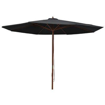 Grote Zwarte Parasol - Houten Paal - Retour Deal - Goedkoop!, Tuin en Terras, Parasols, 3 tot 4 meter, Nieuw, Stokparasol, Verzenden