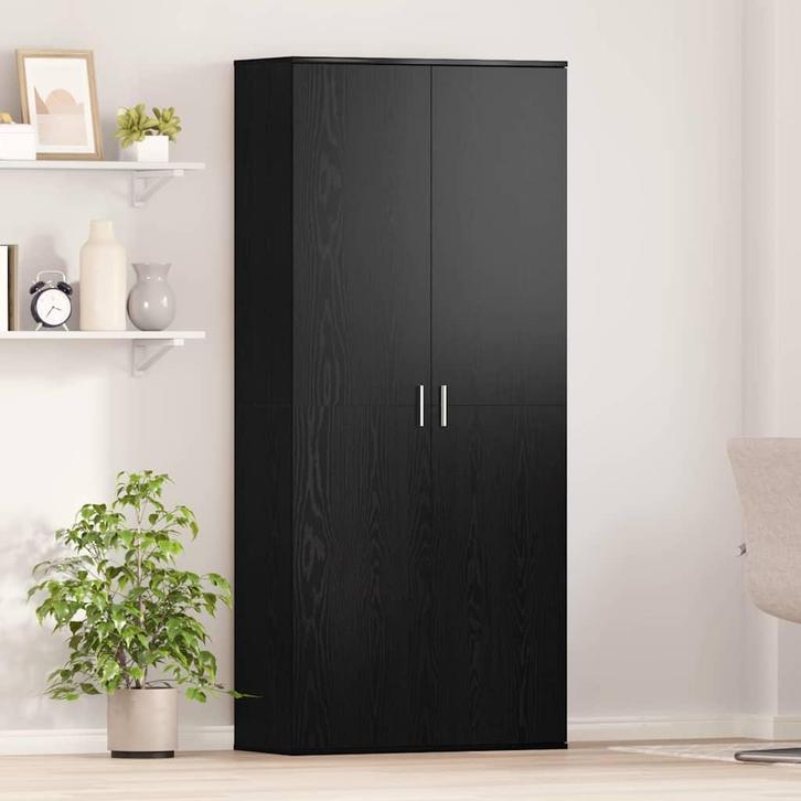 vidaXL Highboard Zwart eiken 80 x 35 x 180 cm Bewerkt hout, Huis en Inrichting, Kasten | Overige, Nieuw, Verzenden