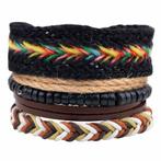 Fako Bijoux - Armband - Leder - Set Vintage - Regenboog, Verzenden, Nieuw