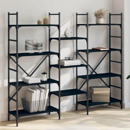 vidaXL Boekenkast 160x28,5x136,5 cm bewerkt hout zwart, Huis en Inrichting, Kasten | Boekenkasten, Nieuw, Verzenden