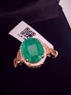 Statement ring - 14 karaat Geel goud - 3.86ct. tw. Smaragd -