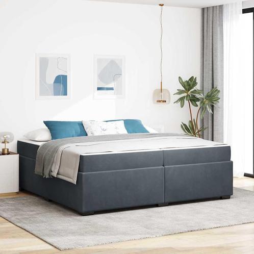 vidaXL Bedframe met matras Donkergrijs 200 x 200 cm Fluweel, Huis en Inrichting, Slaapkamer | Bedden, Nieuw, Verzenden