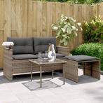 vidaXL 3-delige Loungeset met kussens poly rattan grijs, Tuin en Terras, Verzenden, Nieuw