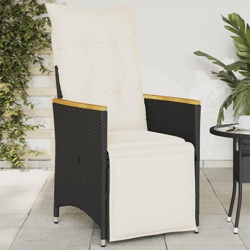 vidaXL Chaise inclinable de jardin avec coussins noir, Jardin & Terrasse, Ensembles de jardin, Neuf, Envoi