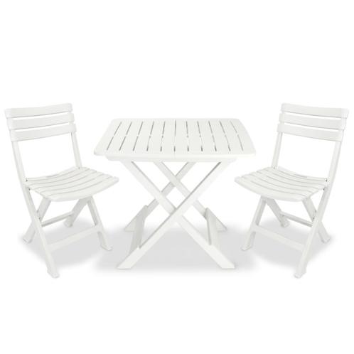vidaXL 3-delige Bistroset inklapbaar kunststof wit, Tuin en Terras, Tuinsets en Loungesets, Nieuw, Verzenden