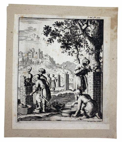 Jan Luyken (Luiken) - Four pages from De zes reizen van de, Antiek en Kunst, Antiek | Boeken en Manuscripten