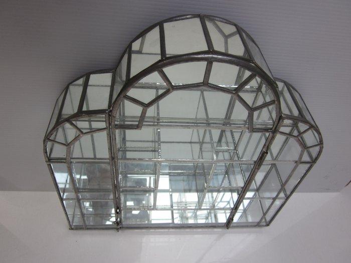 Vitrinekast - glas, spiegel, metaal - Met talloze vakjes, Antiek en Kunst, Curiosa en Brocante