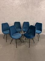 Velvet Kuipstoelen Kick Collection / Set van 6, Huis en Inrichting, Stoelen, Nieuw, Vijf, Zes of meer stoelen, Blauw, Stof