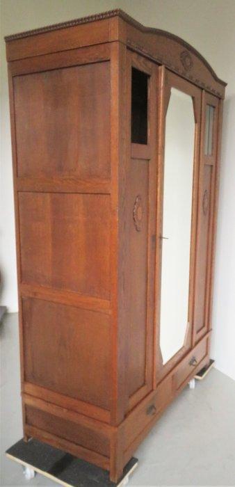 Kleerkast - Eik, Glas, Koper - Volledig demontabel, Antiek en Kunst, Kunst | Designobjecten