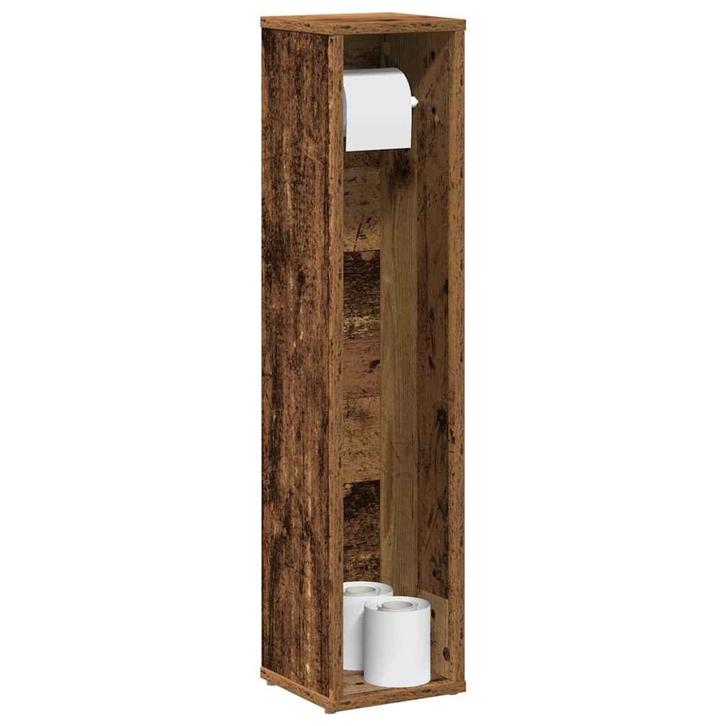 vidaXL Badkamerkast met rolhouder oud hout 20,5x20x90 cm, Huis en Inrichting, Badkamer | Badkamermeubels, Nieuw, Verzenden