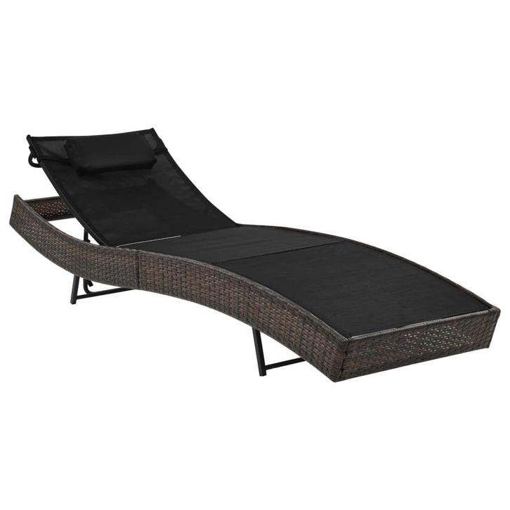 Ligbed Poly Rattan Bruin | Tweede Kansje | Tuin Relax -40%, Tuin en Terras, Ligbedden, Verstelbaar, Nieuw, Rotan, Verzenden