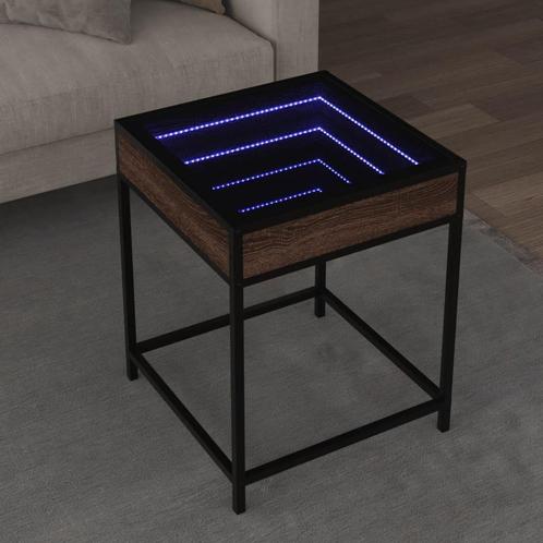 vidaXL Salontafel met Infinity LED 40x40x51 cm bruin, Huis en Inrichting, Tafels | Salontafels, Nieuw, Verzenden
